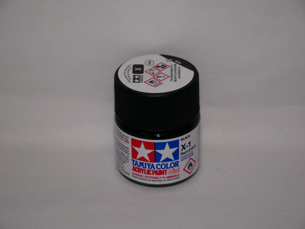 Tamiya Color Acrylic Modeling Paint Mini X-1 Black 10ml (1/3oz) Glass Jar 81501