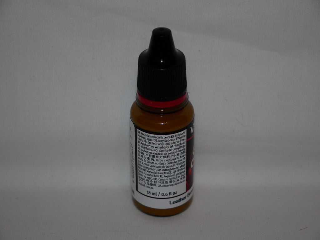 Vallejo Game Color Acrylics Leather Brown 18ml/0.6 fl oz Dropper Bottle - 72.040