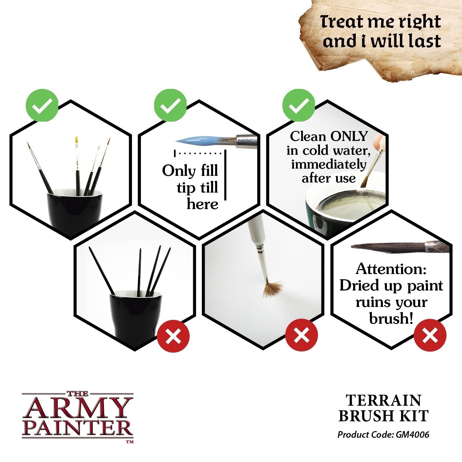 Army Painter Gamemaster Terrain 4 Piece Brush Kit For Terrain Painting - GM4006