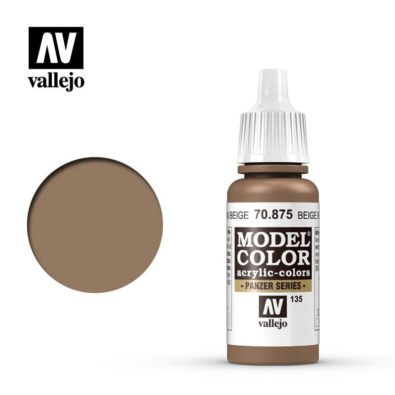 Vallejo Model Color Beige Brown Acrylic 17ml/0.57 fl oz Dropper Bottle - 70.875