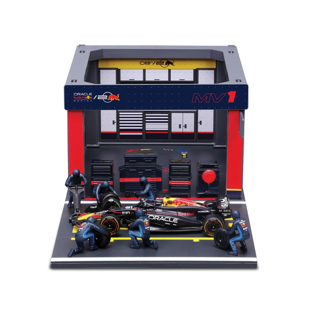Burago 1:43 Scale Oracle Redbull Racing Formula One Team Pit Pass Diorma Playset - #18-38453V
