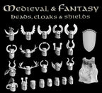 Victrix Ltd 28mm Hard Plastic Medieval & Fantasy Heads, Cloaks & Shields VXE002