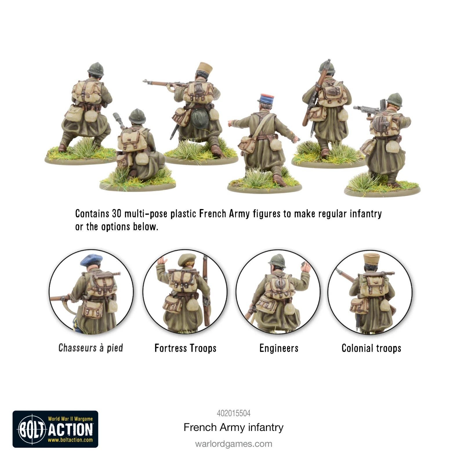 Warlord Games Bolt Action 1:56 Scale WWII French Army Infantry Minis - 402015504