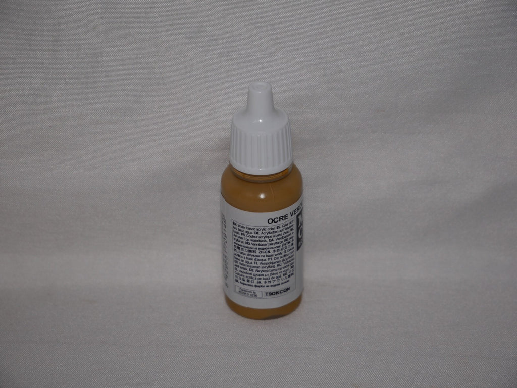 Vallejo Model Color Green Ochre Acrylic 17ml/0.57 fl oz Dropper Bottle - 70.914