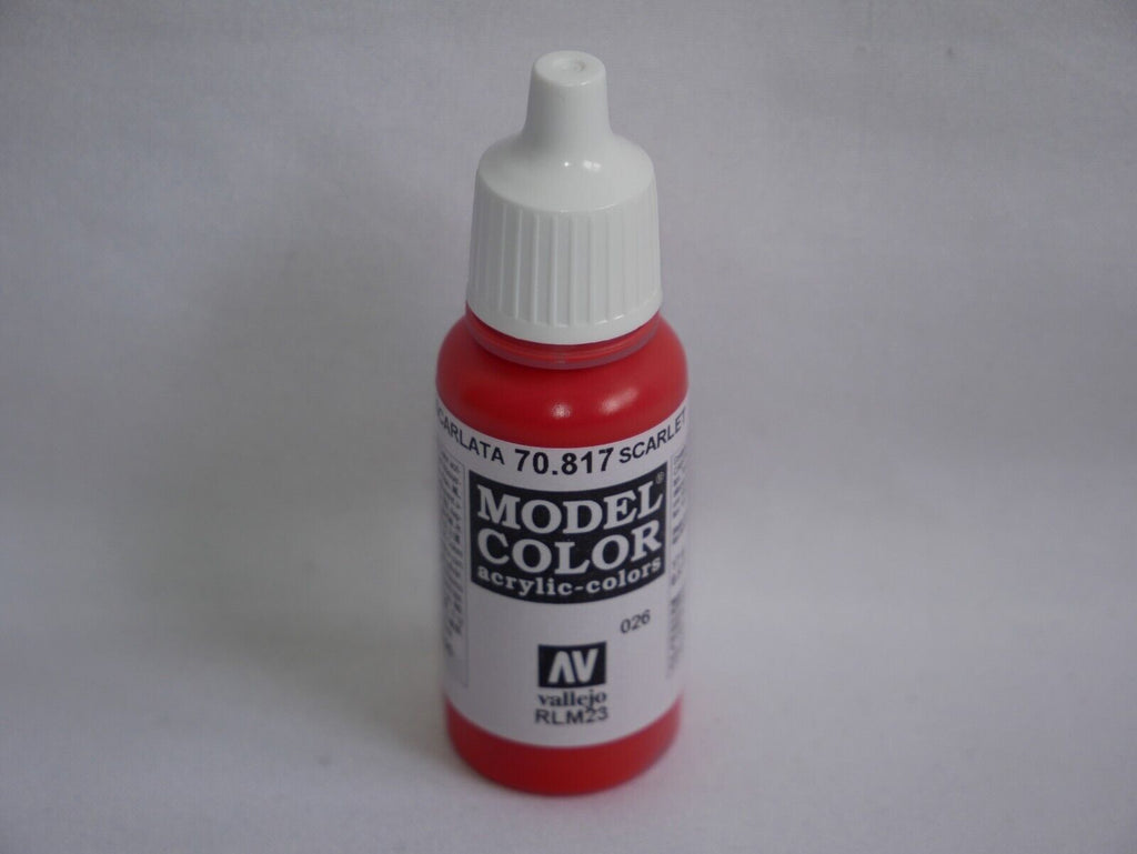 Vallejo Model Color Scarlet Acrylic 17ml/0.57 fl oz Dropper Bottle - 70.817