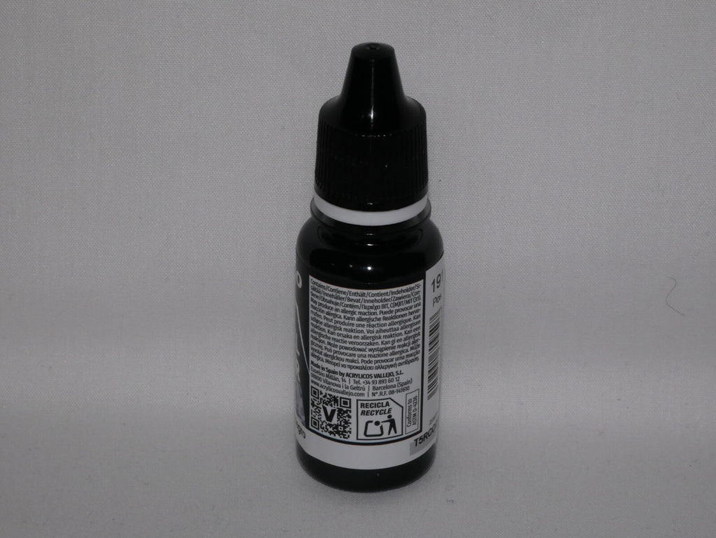 Vallejo Model Color Black Acrylic 18ml/0.6 fl oz Dropper Bottle - 70.950