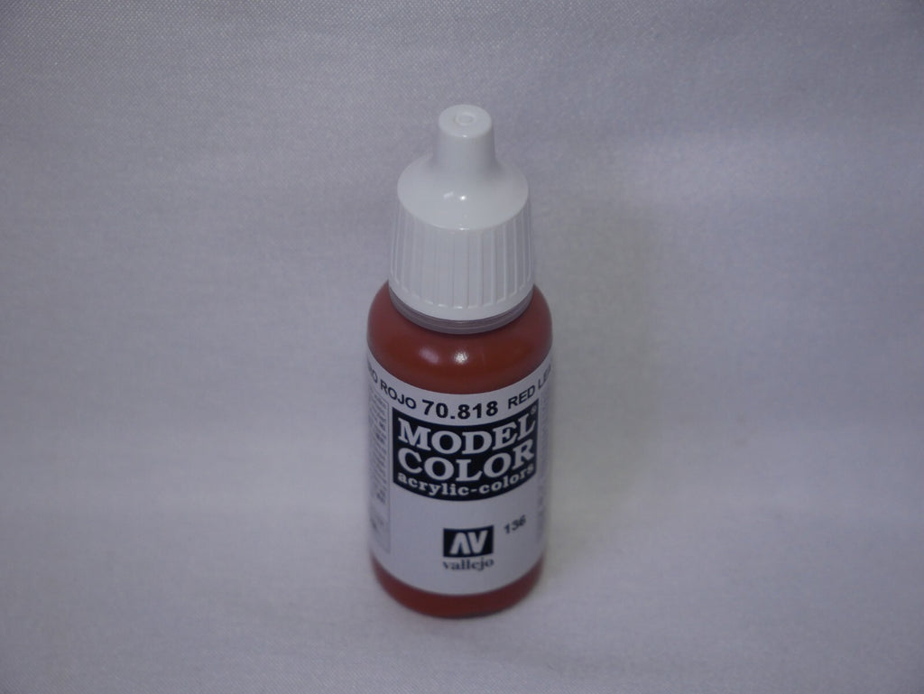 Vallejo Model Color Red Leather Acrylic 17ml /0.57 fl oz Dropper Bottle - 70.818