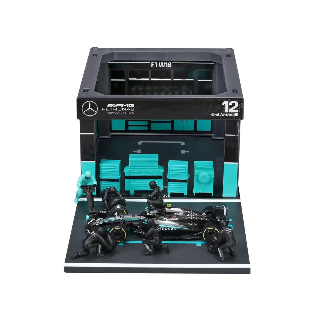 Burago 1:43 Scale Mercedes-AMG Petronas Forumla One Team Pit Pass Diorma Playset - #18-38458A
