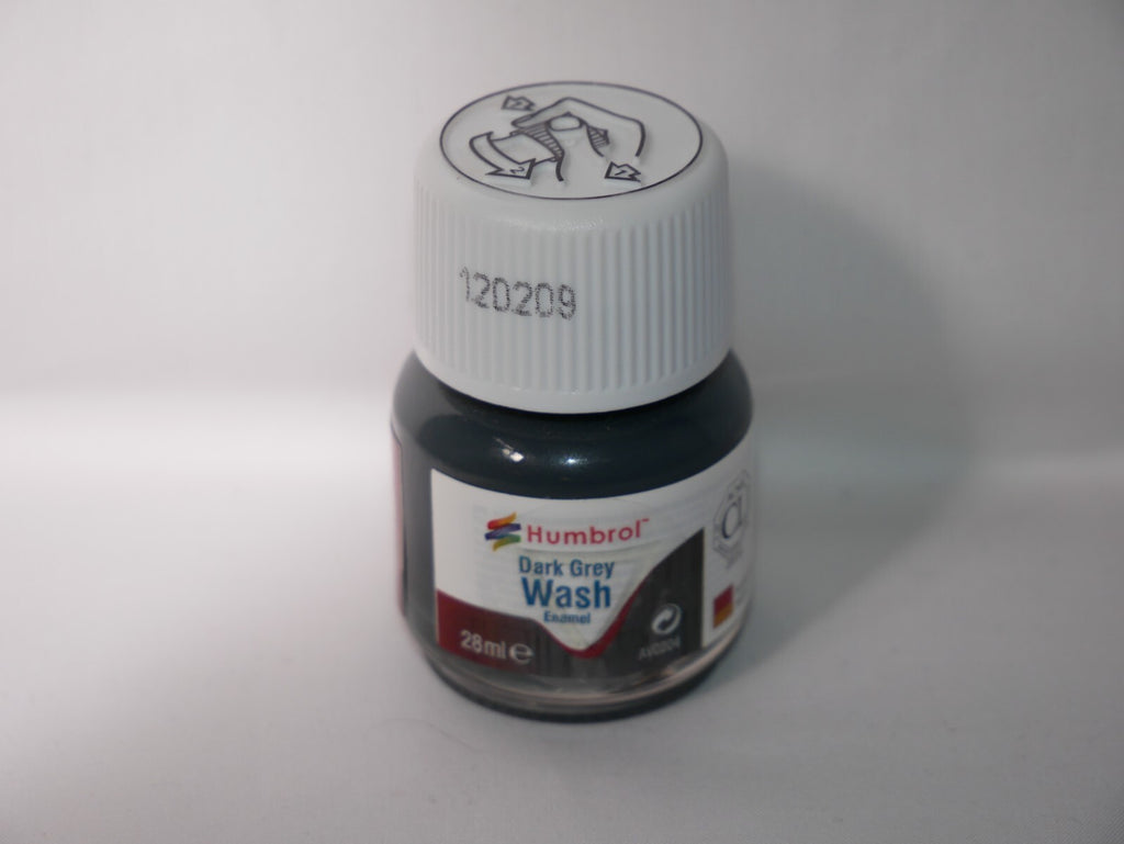 Humbrol Scale Modelling Enamel Dark Grey Wash (28ml) Glass Jar Bottle - AV0204