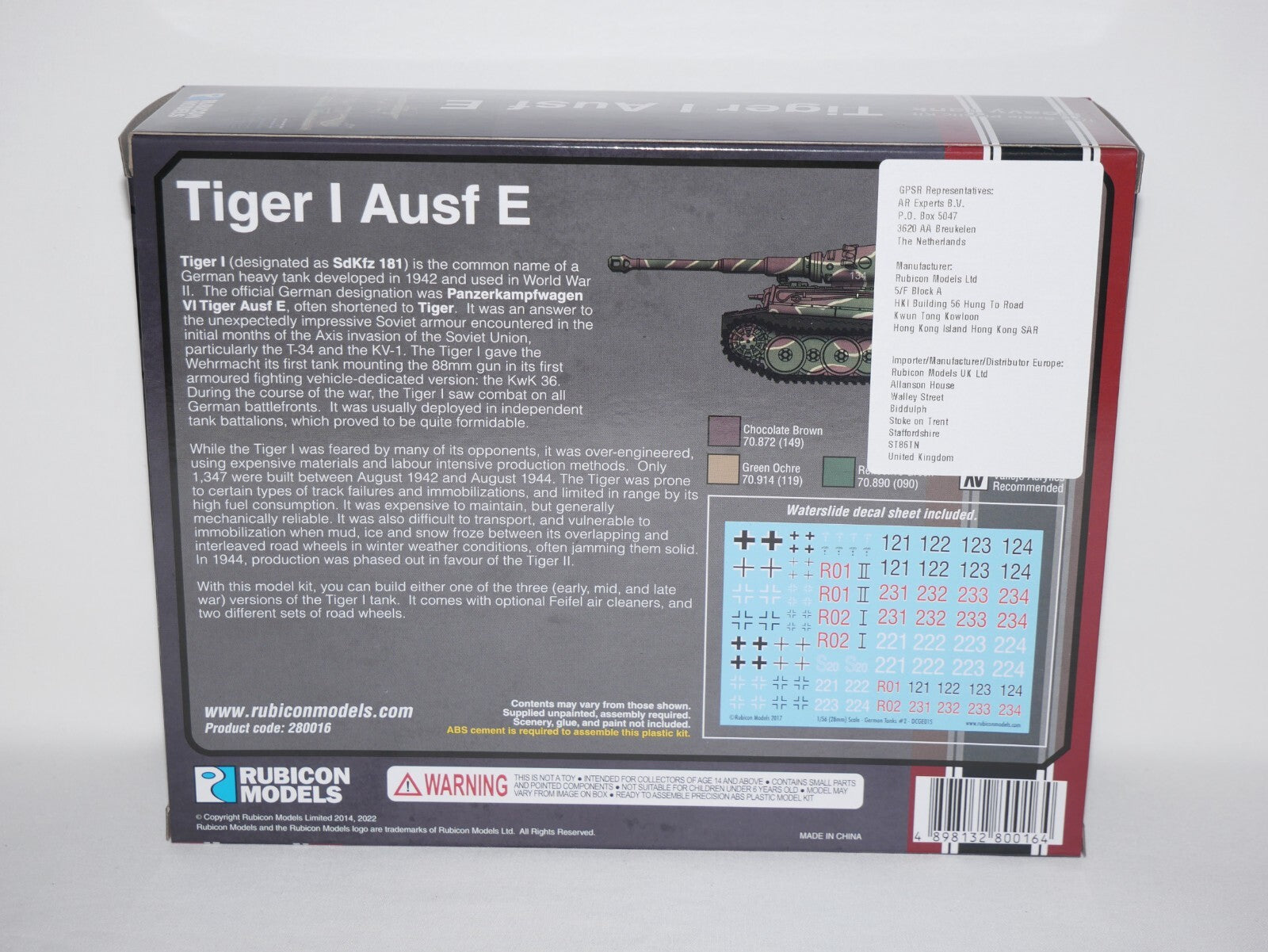 Rubicon Models 1:56 (28mm) Scale WWII German Tiger I Ausf E Heavy Tank - 280016