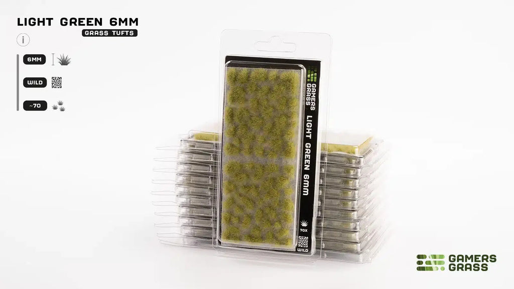 Gamers Grass Light Green 6mm Tufts For Wargaming Mini Bases 70 Per Pack GG6-LG