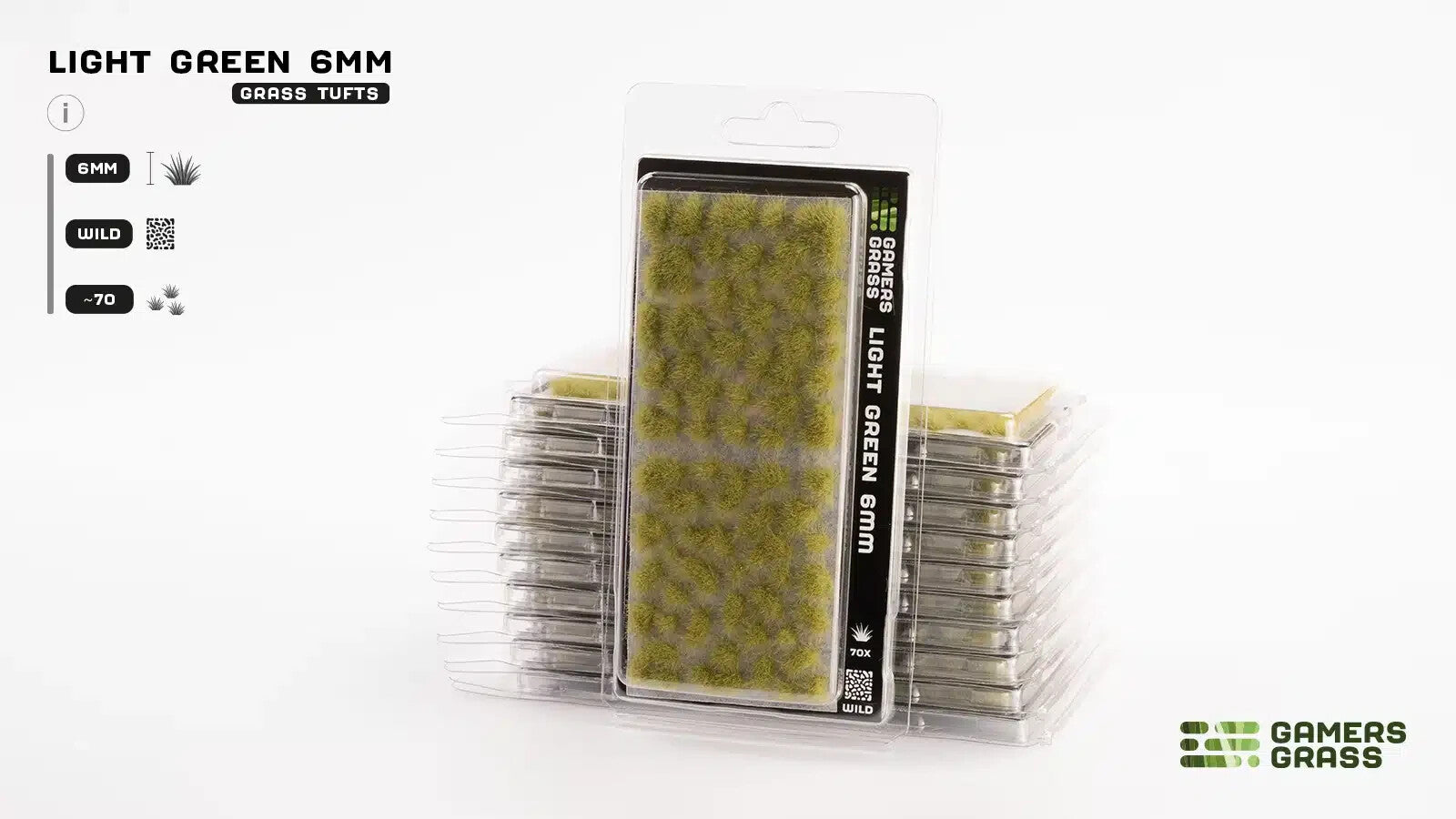 Gamers Grass Light Green 6mm Tufts For Wargaming Mini Bases 70 Per Pack GG6-LG