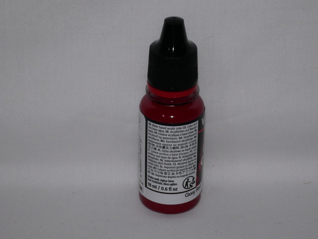 Vallejo Game Color Acrylic Range Gory Red 18ml/0.6 fl oz Dropper Bottle - 72.011