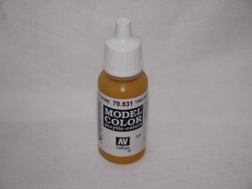 Vallejo Model Color Tan Glaze Acrylic 17ml/0.57 fl oz Dropper Bottle - 70.831