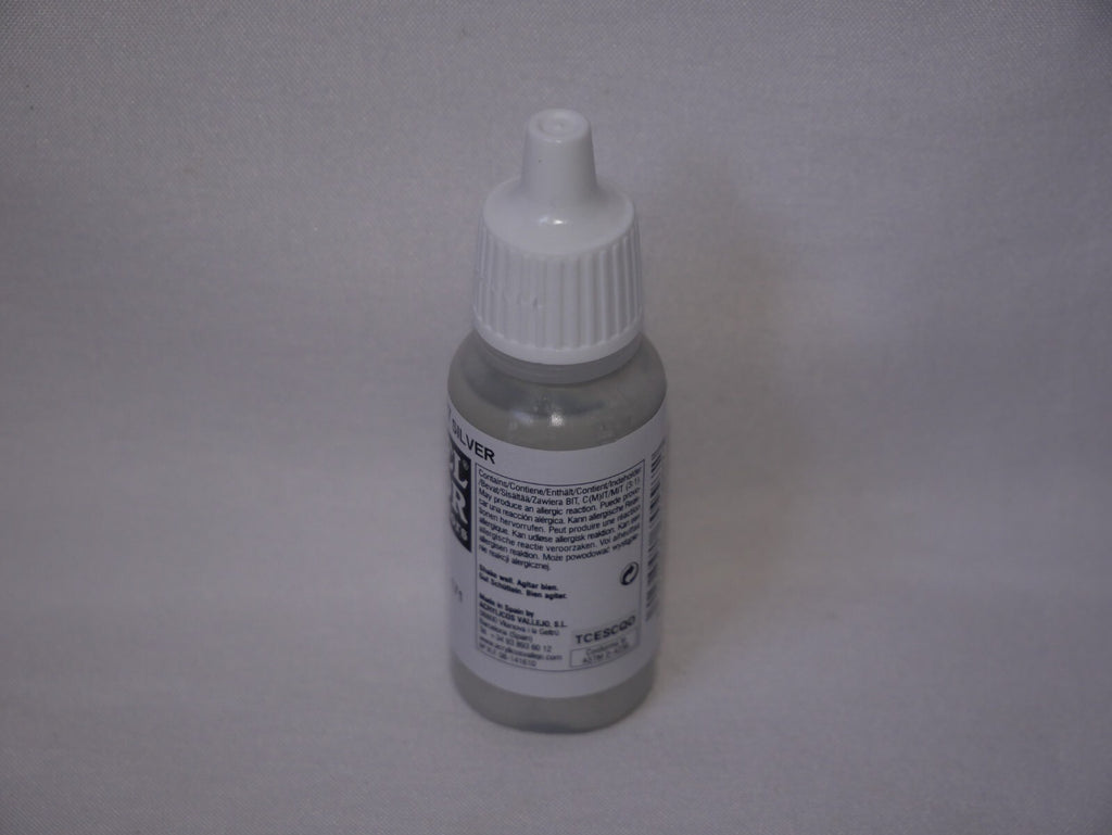 Vallejo Model Color Silver Metallic Acrylic 17ml Dropper Bottle - 70.997