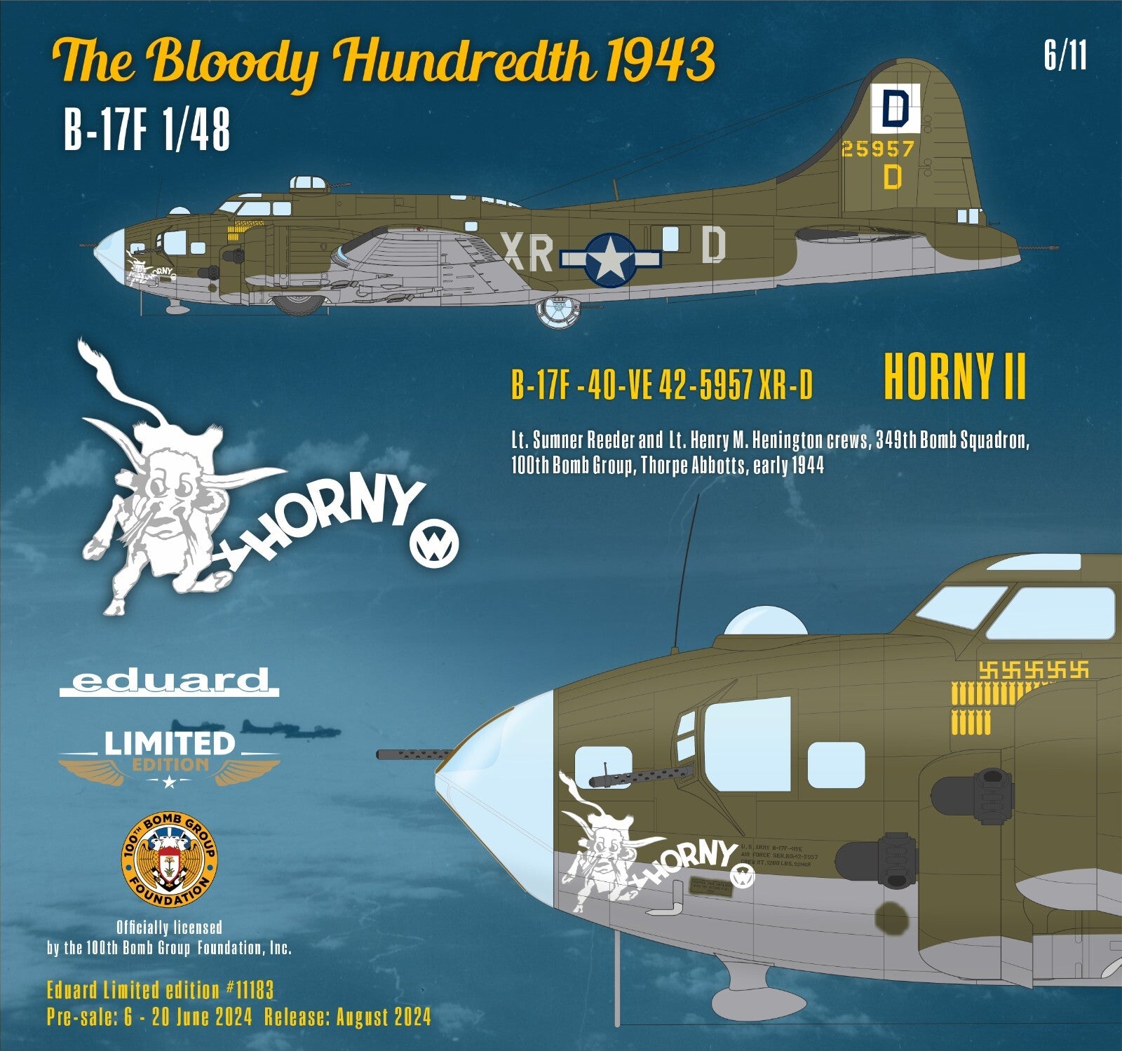 Eduard 1:48 Boeing B-17F Flying Fortress The Bloody Hundredth 1943 Limited Edition - 11183