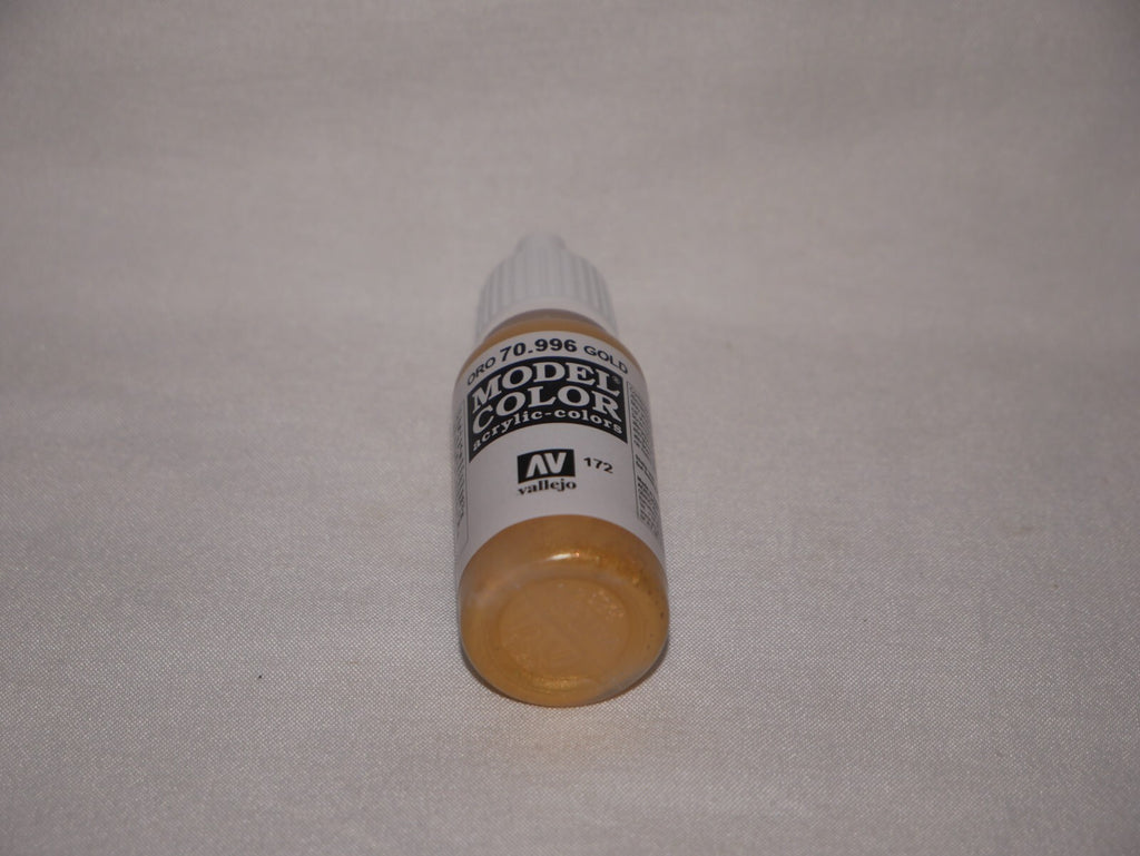 Vallejo Model Color Gold Metallic Acrylic 17ml/0.57 fl oz Dropper Bottle 70.996