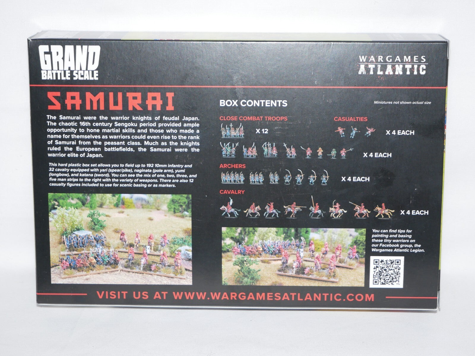 Wargames Atlantic Grand Battle Scale Hard Plastic 10mm Samurai Figures WAARN004S