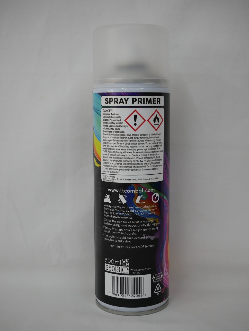 TTCombat White V2 Plastic Scale Model Spray Primer 500ml Aerosol Can - TTAP-001