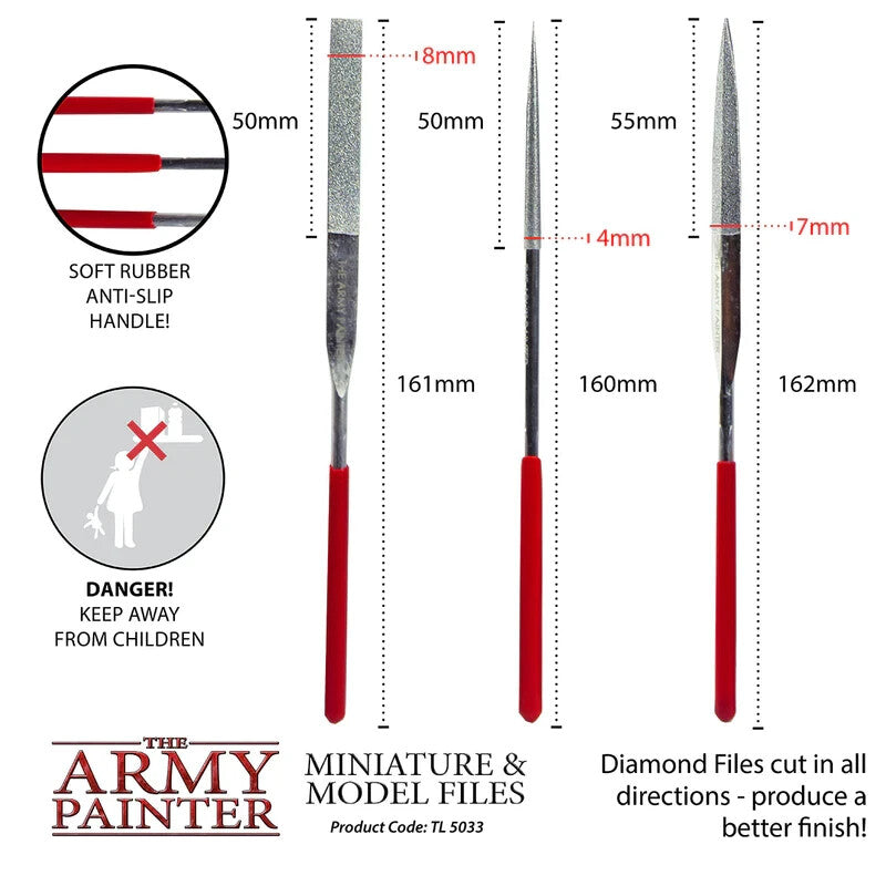 The Army Painter Miniature & Model Hobby Diamond Files (3 Piece) Tool Set TL5033