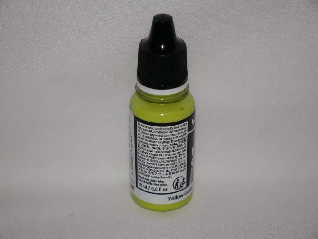 Vallejo Model Color Yellow Green Acrylic 18ml/0.60 fl oz Dropper Bottle - 70.954