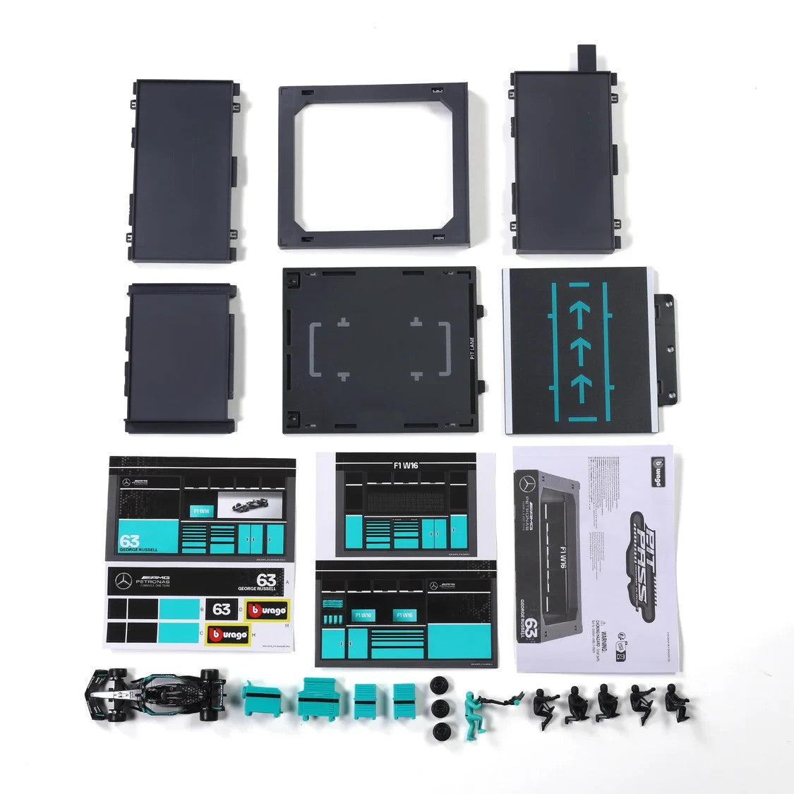 Burago 1:43 Scale Mercedes-AMG Petronas Forumla One Team Pit Pass Diorma Playset - #18-38458R