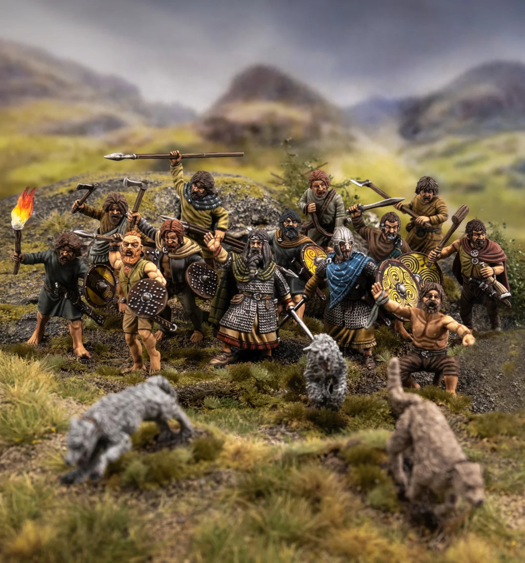 Victrix Warriors Of The Dark Ages 28mm Plastic Irish Warriors & Dogs - VXDA021