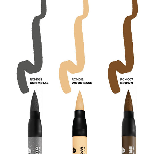 AK Interactive Real Colors Fast Dry Acrylic Markers Tools (3 Piece) Set - RCM101