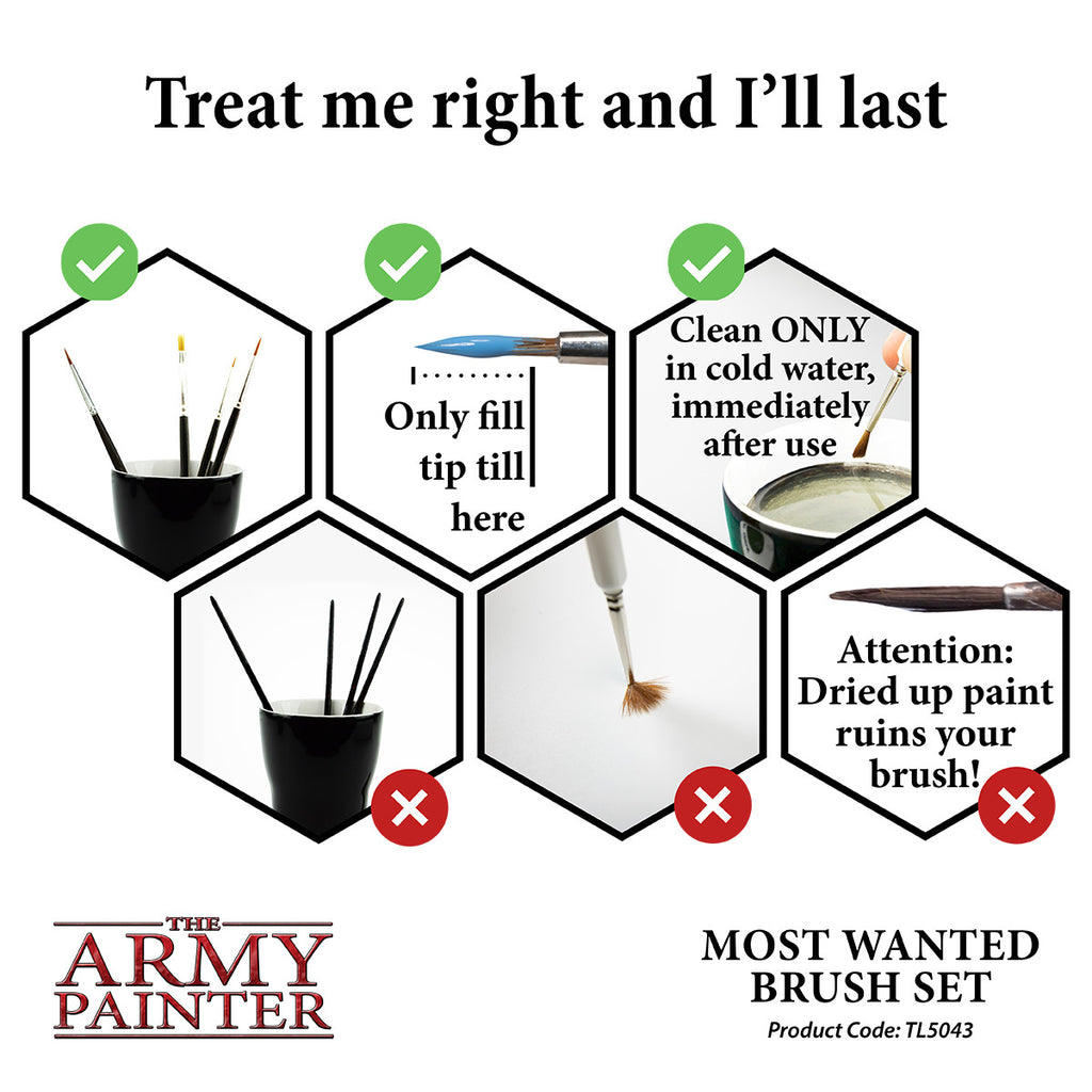 The Army Painter Most Wanted 3 Piece Brush Set For Miniature Painting - TL5043