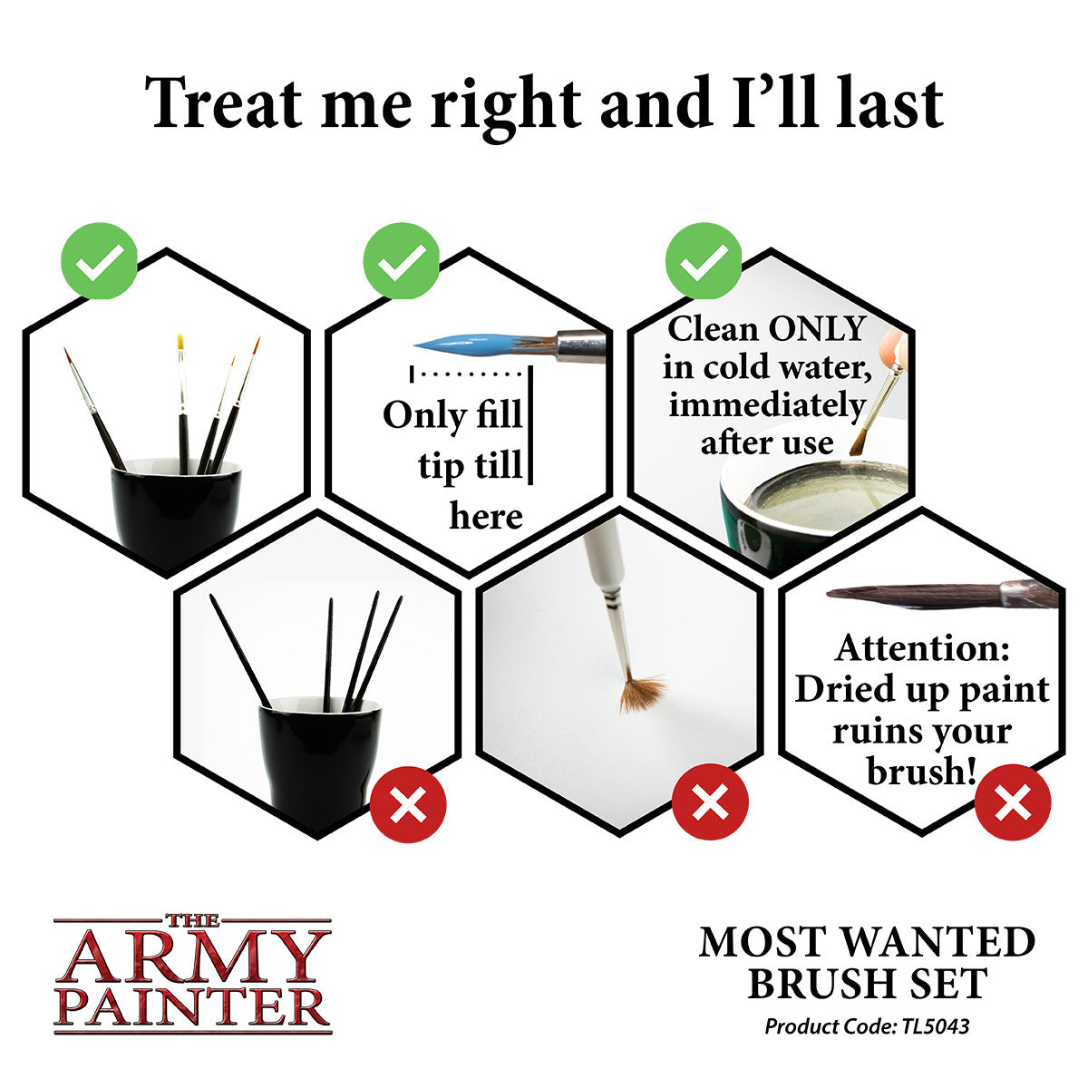 The Army Painter Most Wanted 3 Piece Brush Set For Miniature Painting - TL5043
