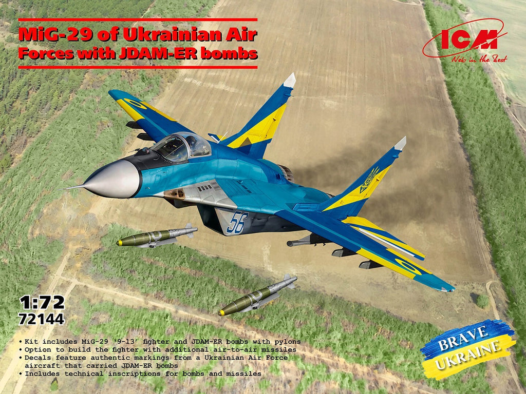 ICM 1:72 Scale Mikoyan MiG-29 With JDAM-ER Bombs Ukrainian Air Forces - 72144