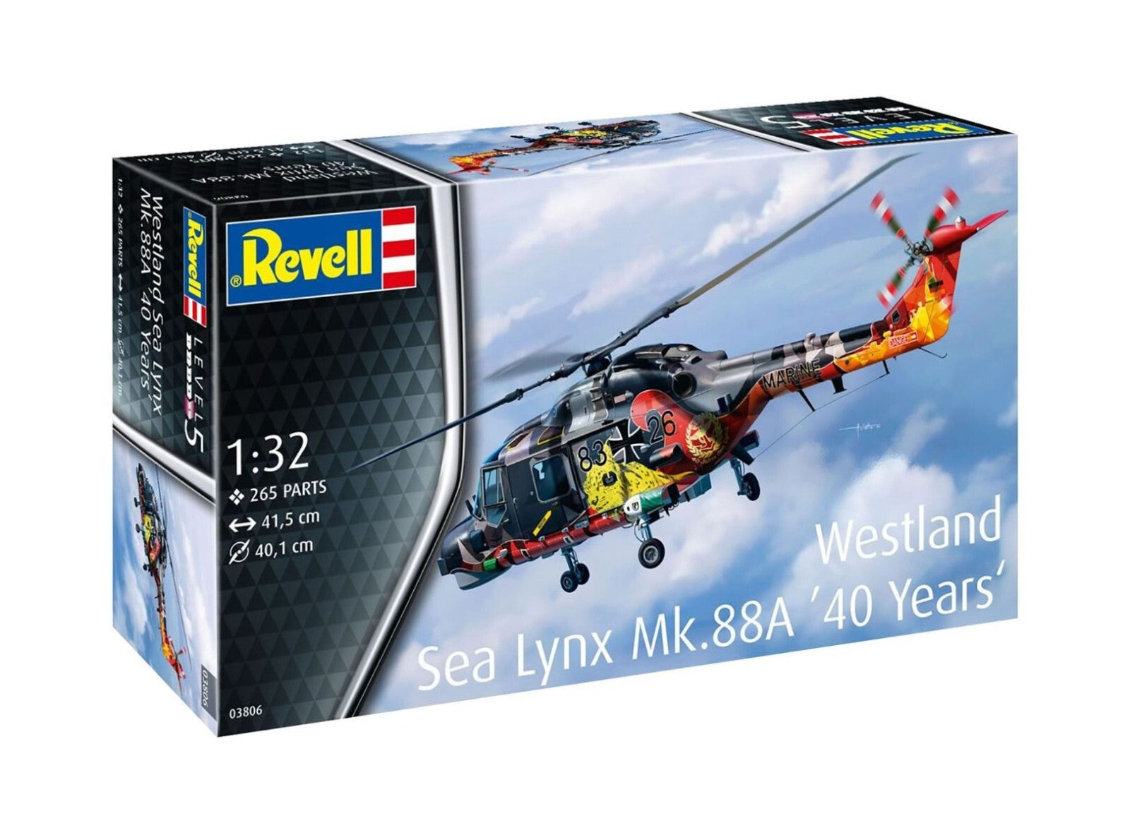 Revell 1:32 Westland Sea Lynx MK.88A Helicopter '40 Years' Skill Level 5 - 03806