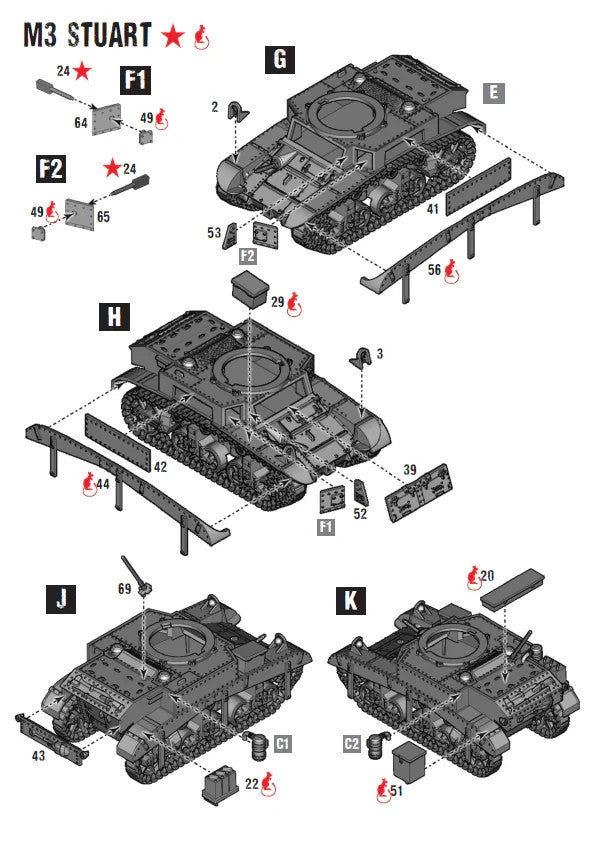 Warlord Games Bolt Action 1:56 Scale WWII M3 Stuart Light Tank Model - 402013002