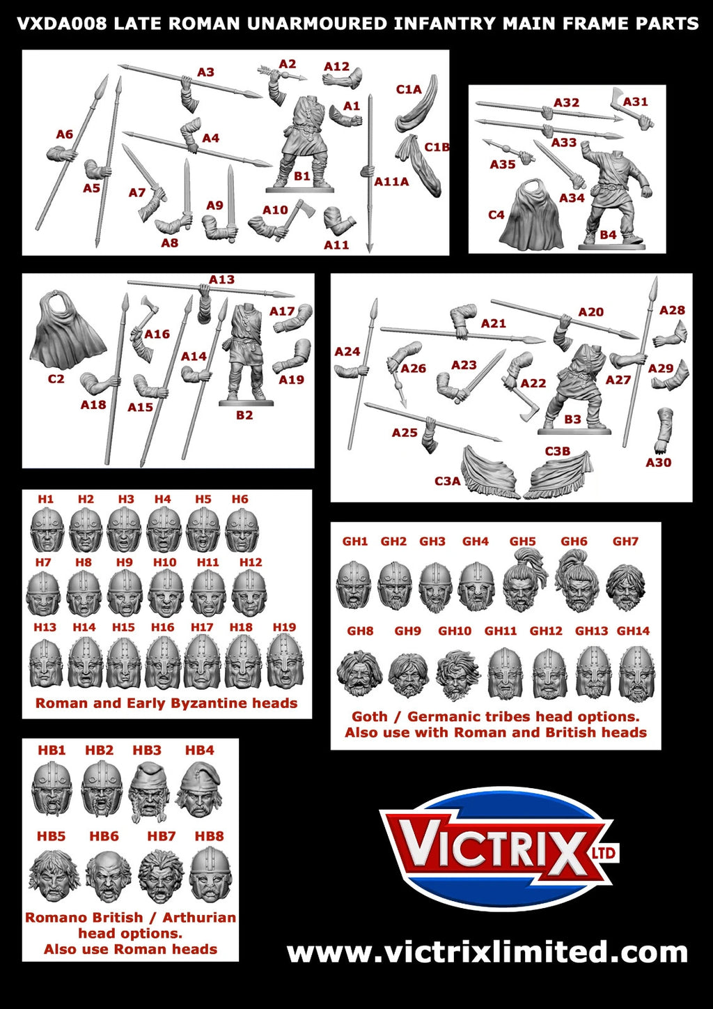 Victrix 28mm Scale Plastic Late Roman Infantry & Heavy Cavalry Warband - VXWB001