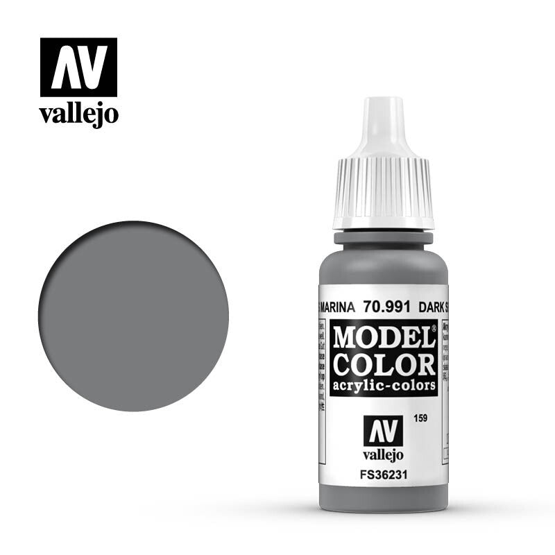 Vallejo Model Color Dark Sea Grey Acrylic 17ml/0.57 fl oz Dropper Bottle  70.991