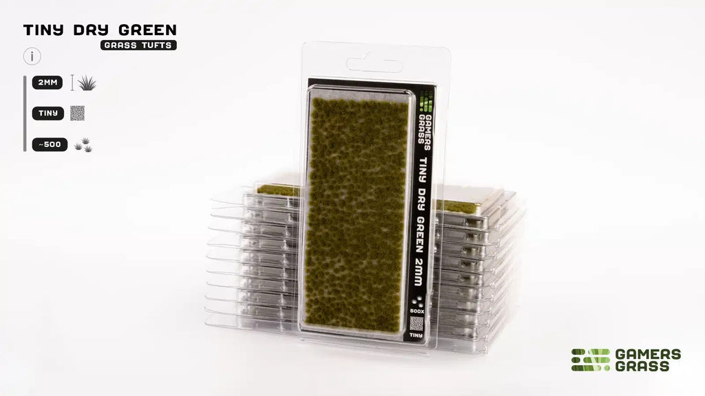 Gamers Grass Tiny Dry Green 2mm Tufts For Wargaming Bases (500) Per Pack - GGTT-DG