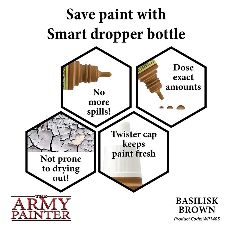 The Army Painter Acrylic Warpaints Basilisk Brown 18ml Dropper Bottle - WP1405