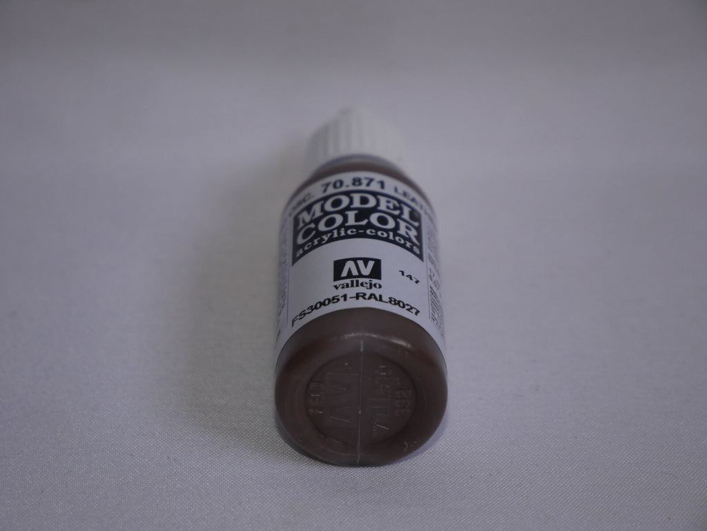Vallejo Model Color Leather Brown Acrylic 17ml/0.57 fl oz Dropper Bottle 70.871