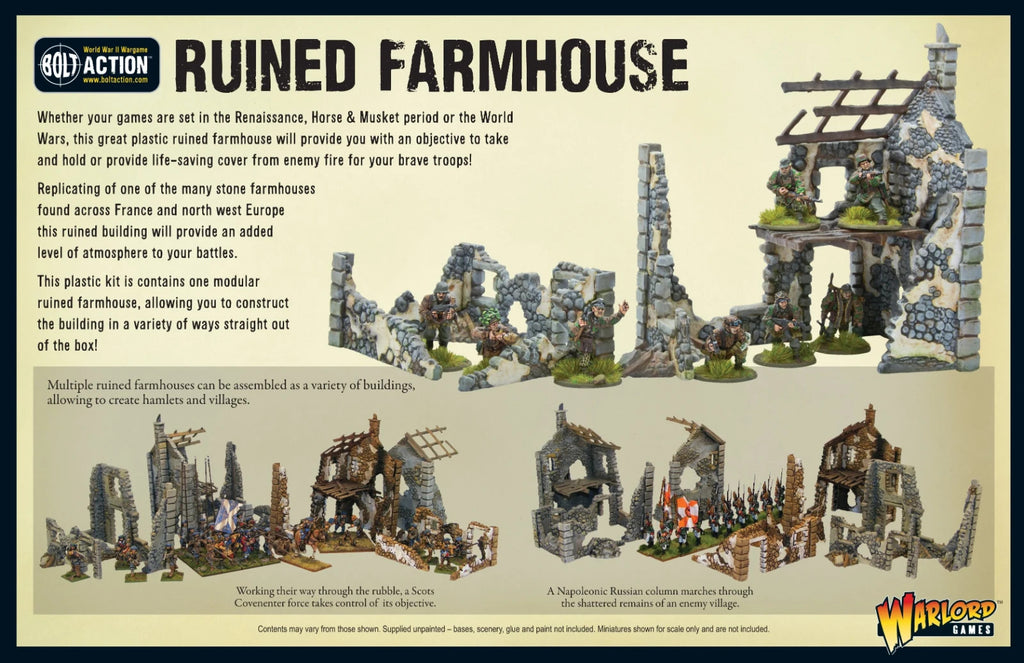 Warlord Games Bolt Action 1:56 Hard Plastic Modular Ruined Farmhouse - 802010004