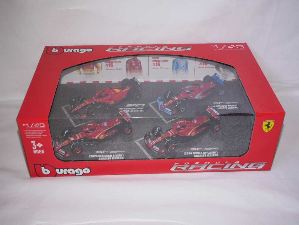 Burago 1:43 Scuderia Ferrari F1 Charles Leclerc Highlights 4 Car Set - #18-36848