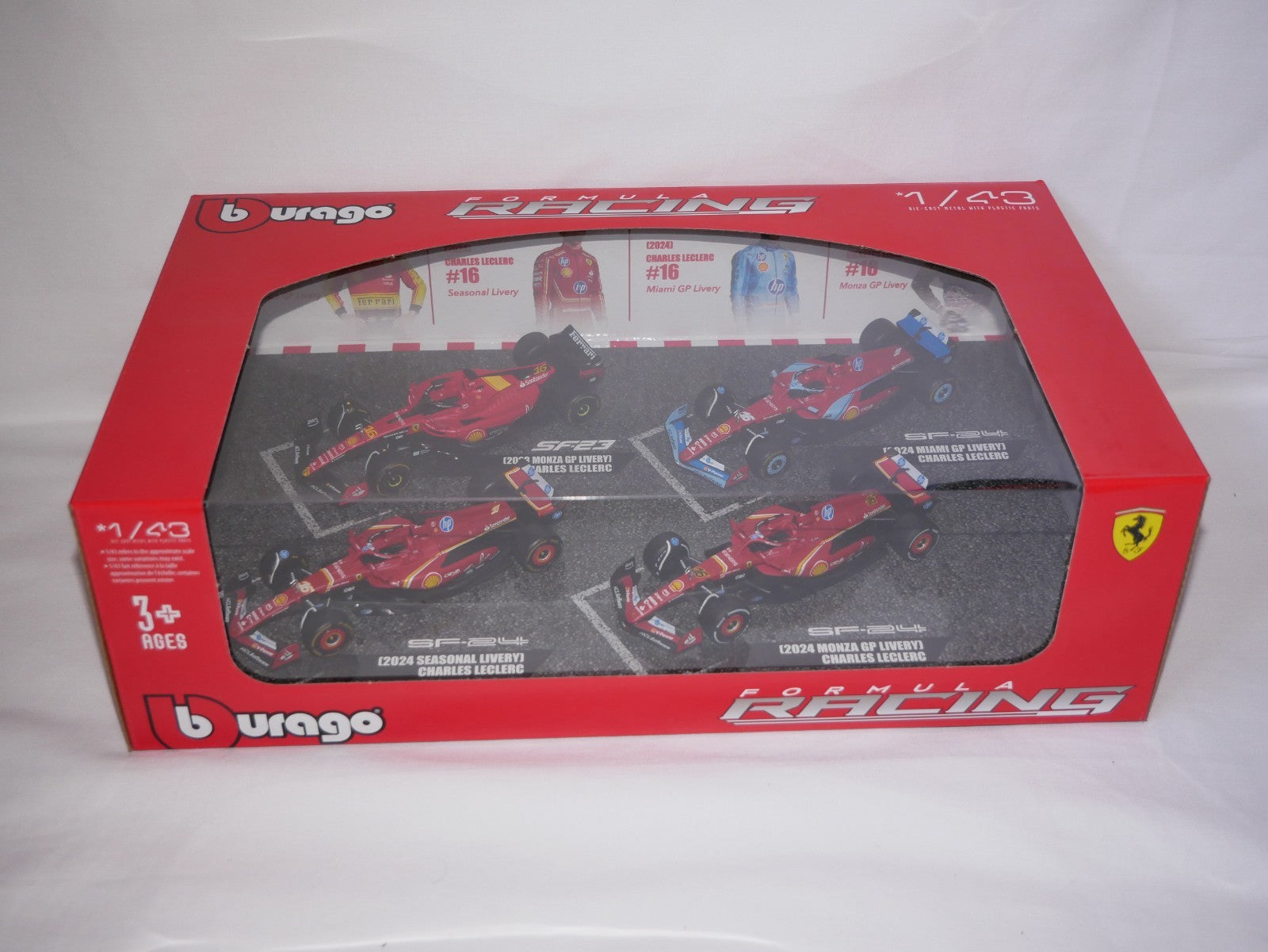 Burago 1:43 Scuderia Ferrari F1 Charles Leclerc Highlights 4 Car Set - #18-36848