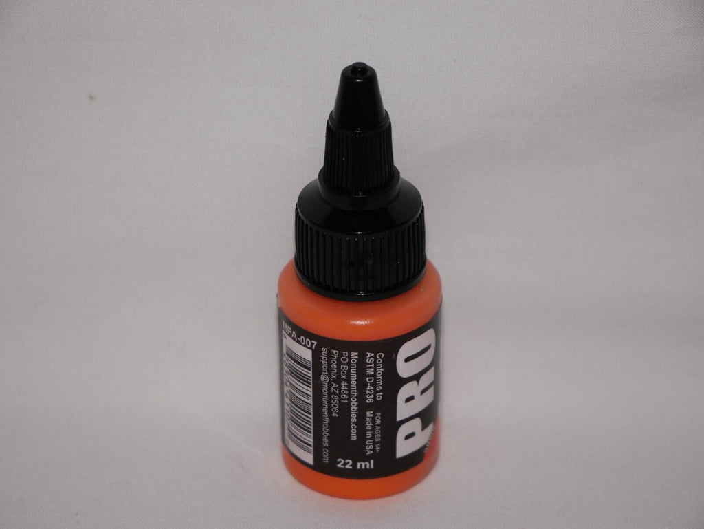 Monument Hobbies Pro Acryl Acrylic Paint Range Orange 22ml Twist Bottle MPA-007