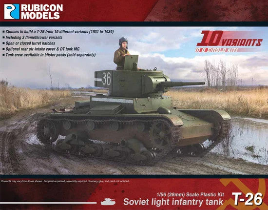 Rubicon Models 1:56 (28mm) Scale WWII Soviet T-26 Light Infantry Tank - 280070