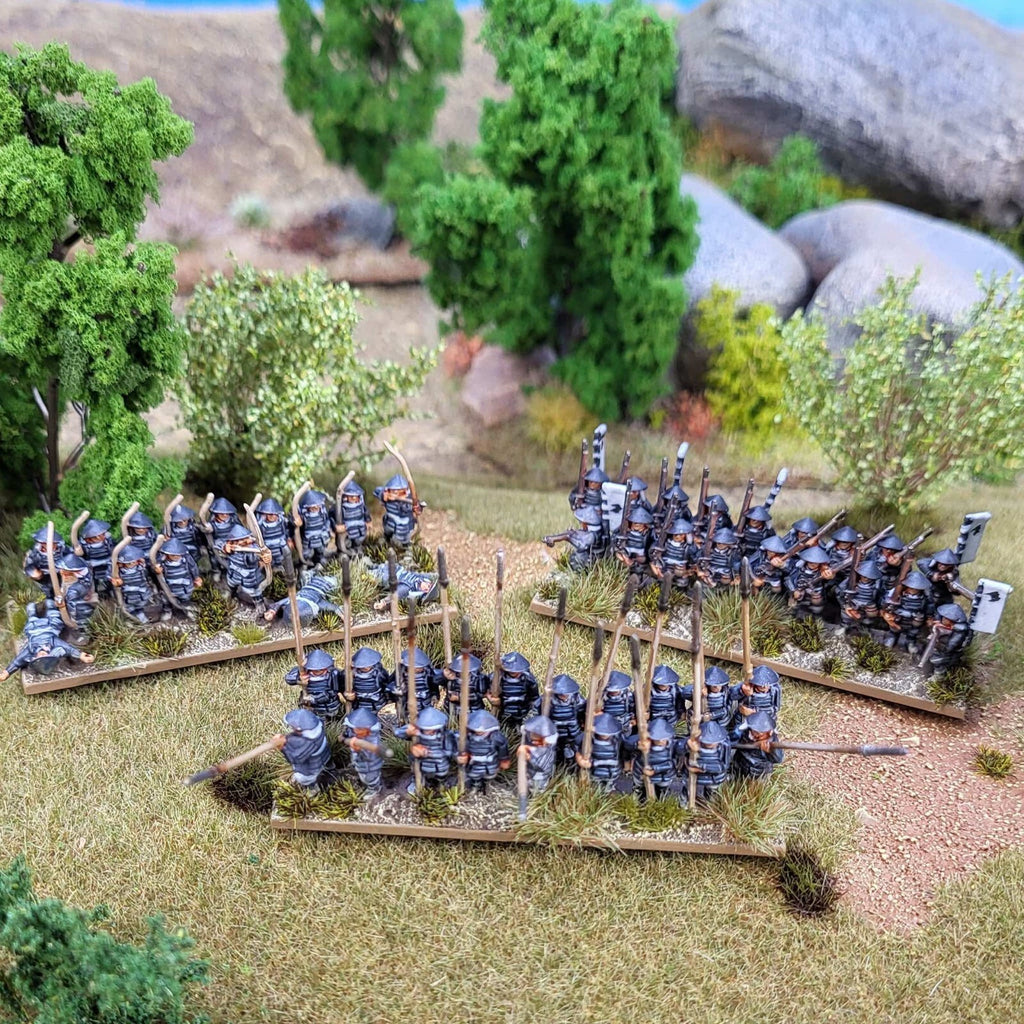 Wargames Atlantic Grand Battle Scale Hard Plastic 10mm Ashigaru Models WAARN005S