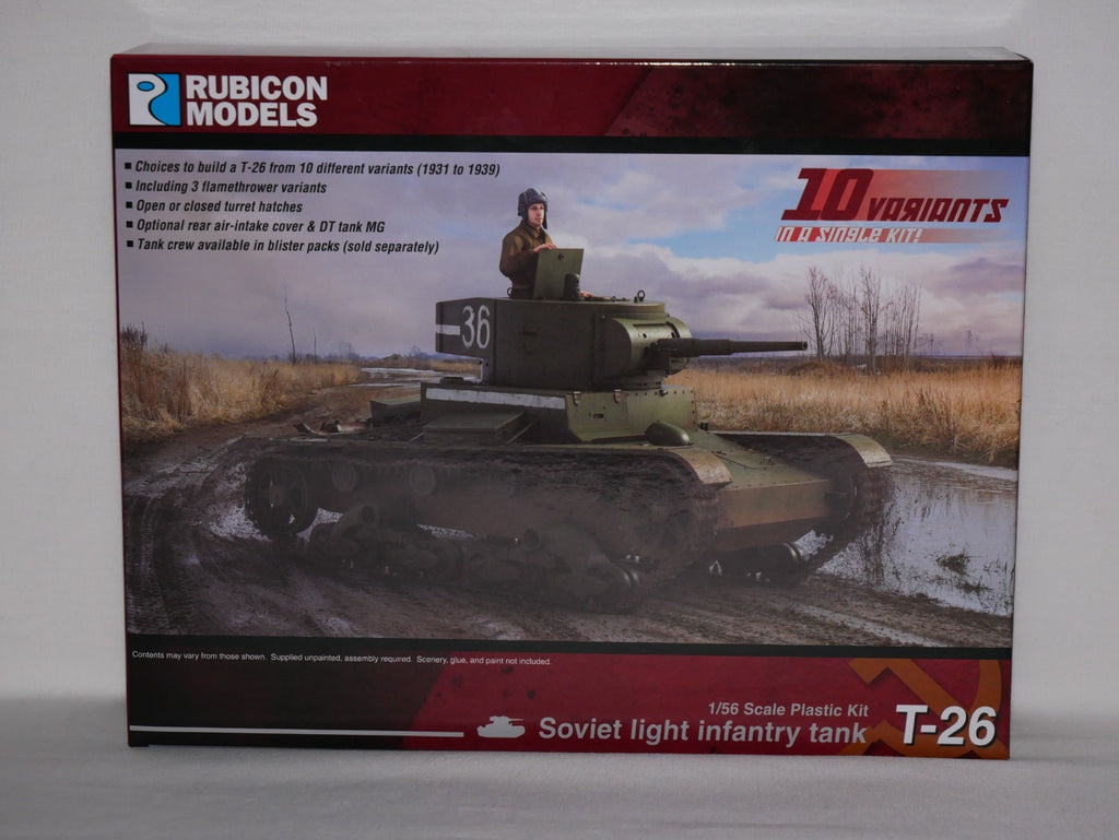 Rubicon Models 1:56 (28mm) Scale WWII Soviet T-26 Light Infantry Tank - 280070