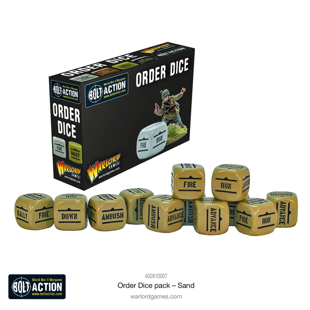 Warlord Games Bolt Action 1:56 Scale 12x Sand Coloured Order Dice - (402610007)
