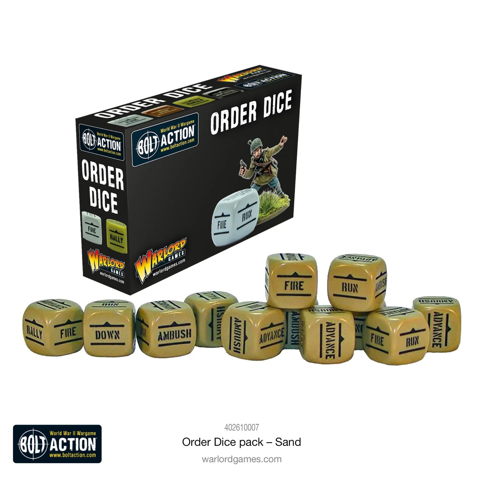 Warlord Games Bolt Action 1:56 Scale 12x Sand Coloured Order Dice - (402610007)