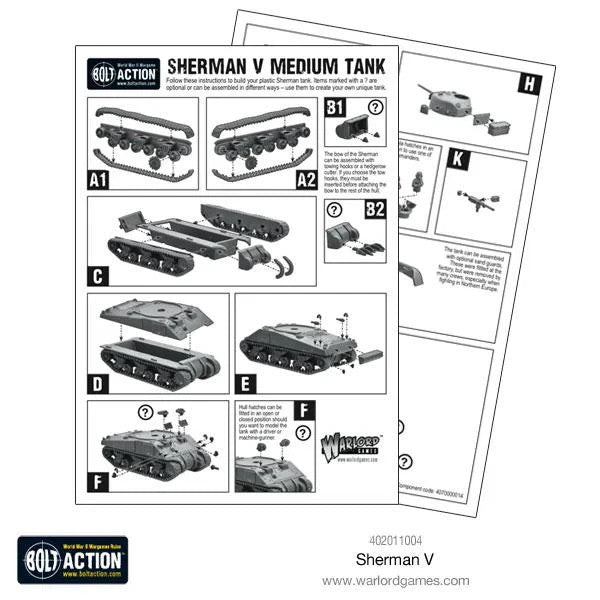 Warlord Games Bolt Action 1:56 WWII USA Sherman V (M4A4) Medium Tank - 402011004