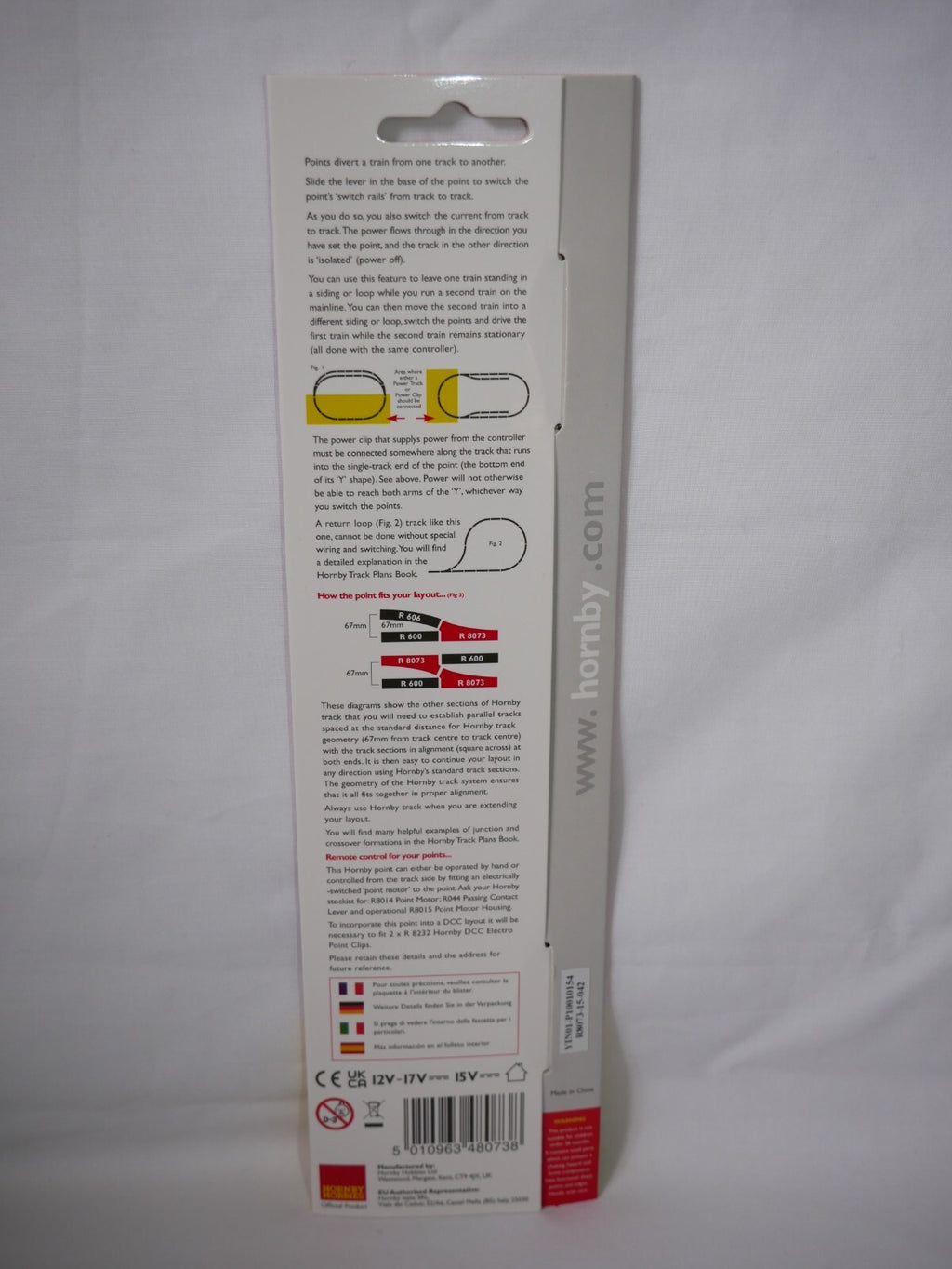 Hornby 1:76 Scale Model Railway Track Single Piece Right Hand Point - R8073