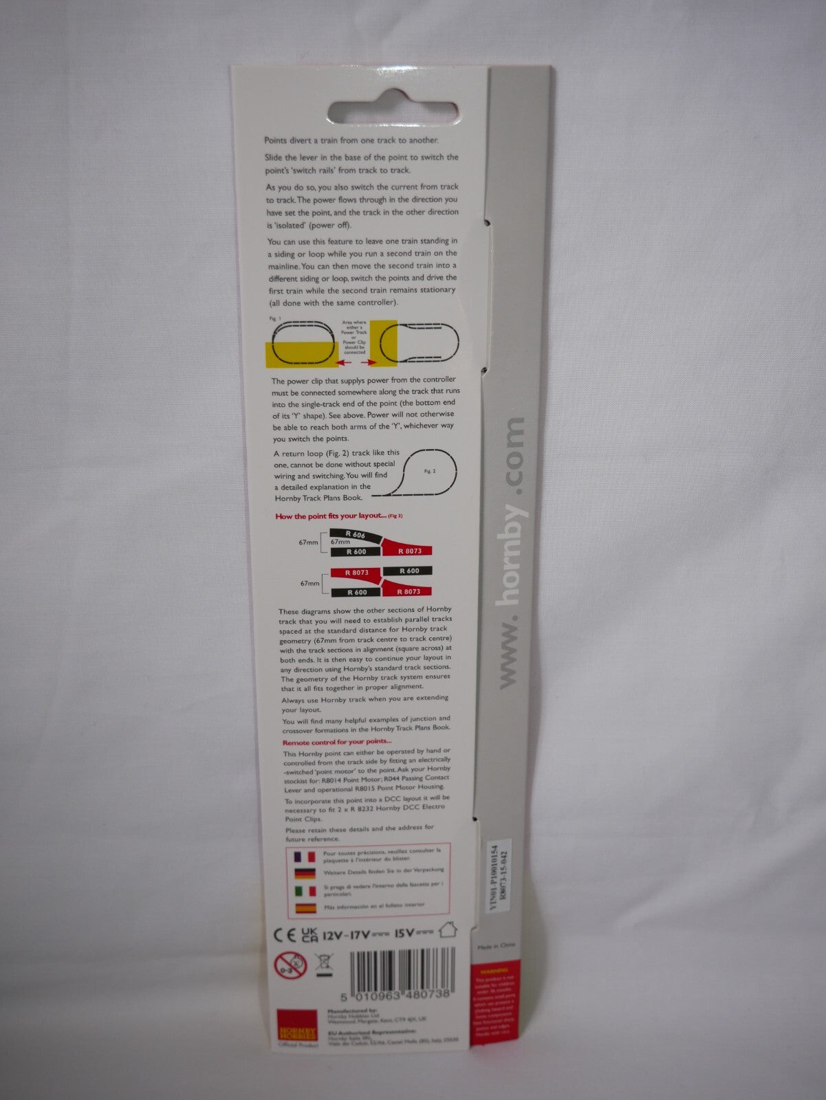 Hornby 1:76 Scale Model Railway Track Single Piece Right Hand Point - R8073